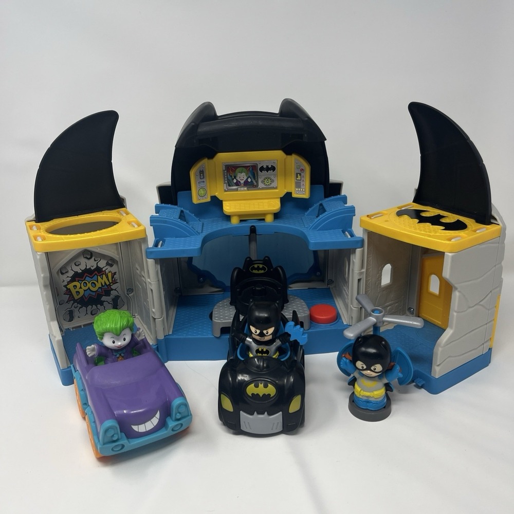 FISHER PRICE LITTLE PEOPLE DC SUPERFRIENDS DELUXE BATCAVE PLAYSET SOUND 3 PEOPLE